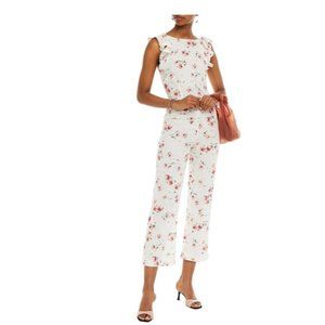 NEW! PALOMA BLUE Astrid Cropped Floral-print Linen-blend Jumpsuit - Size Small